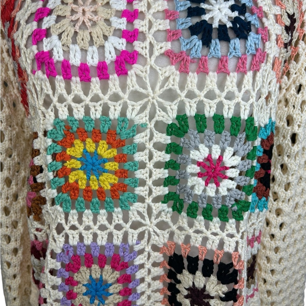 Debut Crochet Granny Square Sweater M
Open Knit Boho Patchwork Retro Cottagecore - Picture 6 of 10